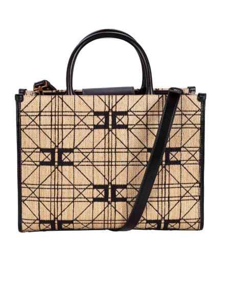 Shop ELISABETTA FRANCHI  Borsa: Elisabetta Franchi shopper monogram. 
Borsa in tela jacquard.
Stampa Monogram.
Manici.
Tasche interne.
Tracolla.
Chiusura con bottone.
Dimensioni: 36x14x29cm.
Composizione articolo: 43%Viscosa 42%Cotone 15%Poliestere.
Fabbricato in Italia.. BS14A41E2-BD9 PAGLIA/NERO